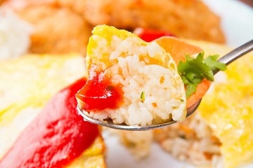 donkatsu omelette rice