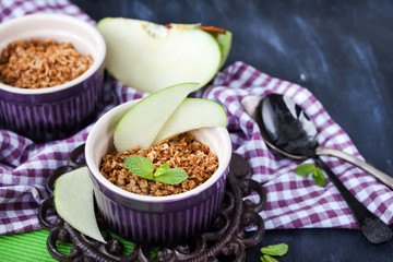 Homemade delicious apple crumble dessert