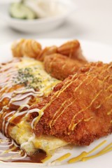 donkatsu omelette rice