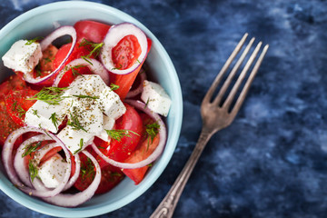 Fresh  tomato, onion and feta salad