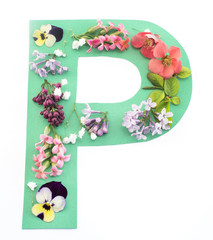 Letter P Made of Spring Flowers and Paper