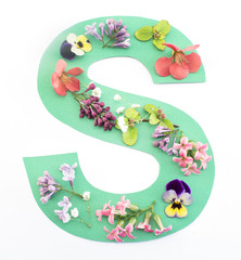 Letter S Made of Spring Flowers and Paper