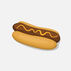 Hot Dog isolated in cartoon style icon on a white background