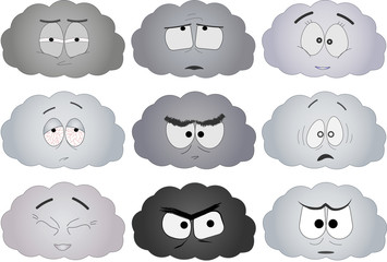Emoji clouds icons set