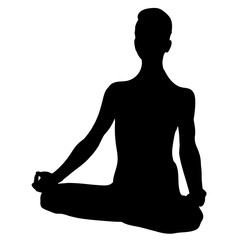 Woman makes yoga exercise. Vector silhouette. Vector images set (collection)