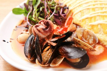 seafood omelette rice