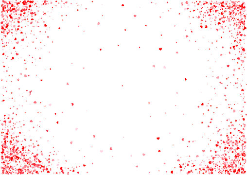 Abstract background with flying heart shaped confetti.