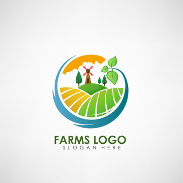 Farm concept logo template. Label for natural farm products. Vector illustration