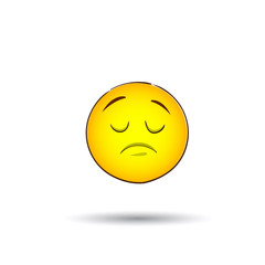 Yellow Smiling Face Negative People Emotion Icon Flat Vector Illustration