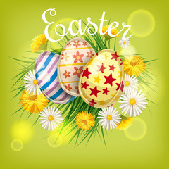 Easter card with eggs and flowers. Vector illustration EPS10