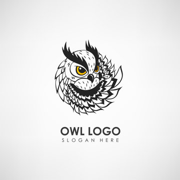 Owl concept logo template. Label for company or organization. Vector illustration