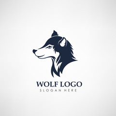 Wolf concept logo template. Label for hunting, company or organization. Vector illustration