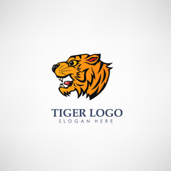 Tiger head concept logo template. Label for hunting, company or organization. Vector illustration