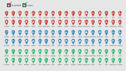 Travel map pointers. Vector illustration