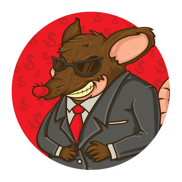 rat wearing suit and sunglasses clip art preview