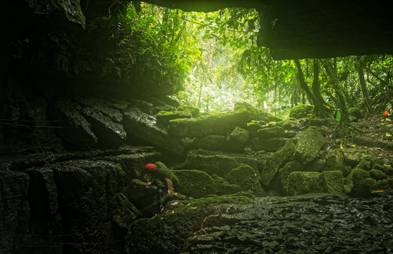 Explore the breathtaking Mayei Cave,known as the birthplace of the wind,in the Ecuadorian Amazonia with its stunning waterfall entrance and blurred motion.