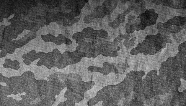 Old black and white camouflage cloth pattern.