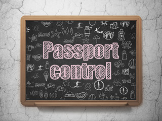 Tourism concept: Passport Control on School board background