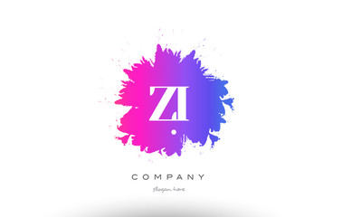 ZI Z I purple magenta splash alphabet letter logo icon design