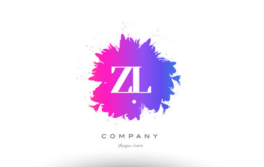 ZL Z L purple magenta splash alphabet letter logo icon design