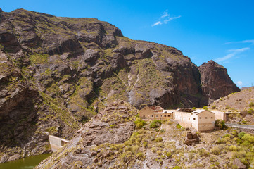 View of the Parralillo dam, Gran Canaria