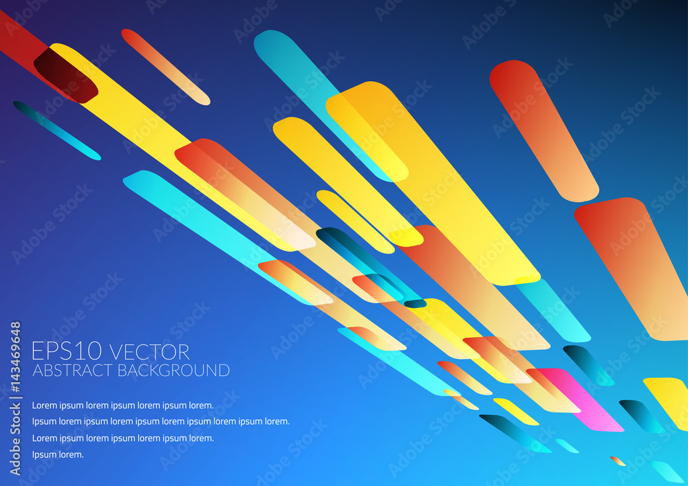 Poster abstract background with many moving shapes.