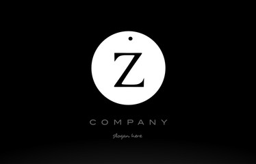 Z simple black white circle alphabet letter logo vector icon template