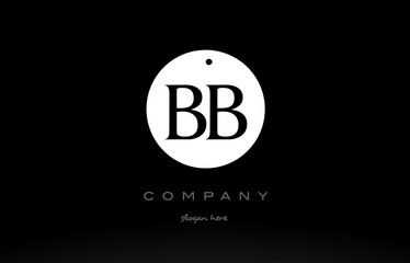 BB B B simple black white circle alphabet letter logo vector icon template