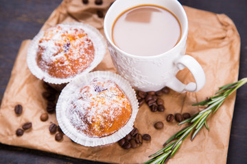 hot coffee with muffin