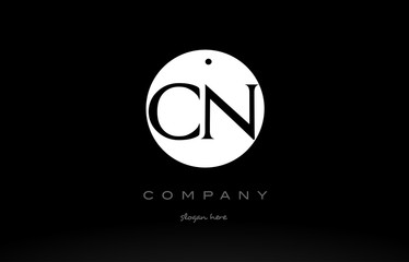 CN C N simple black white circle alphabet letter logo vector icon template