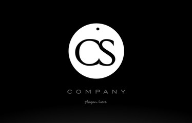 CS C S simple black white circle alphabet letter logo vector icon template