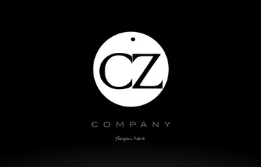 CZ C Z simple black white circle alphabet letter logo vector icon template