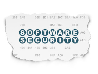 Protection concept: Software Security on Torn Paper background