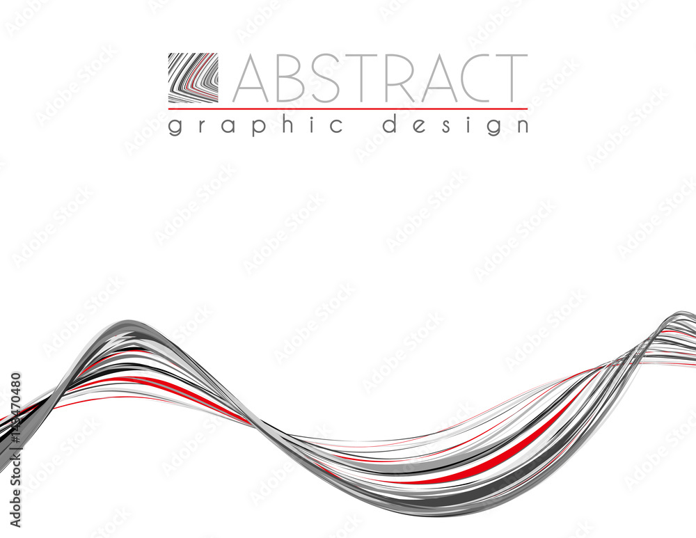 Poster wave. template of page with black, red and gray thin strips. vector