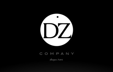 DZ D Z simple black white circle alphabet letter logo vector icon template