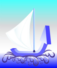 The boat in the form of an arrow