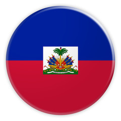 Naklejka premium Haiti Flag Button, News Concept Badge, 3d illustration on white background