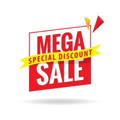 Mega Sale heading design for banner or poster. Sale and discounts. Vector illustration