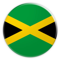 Jamaica Flag Button, News Concept Badge, 3d illustration on white background