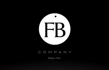 Fototapeta premium FB F B simple black white circle alphabet letter logo vector icon template