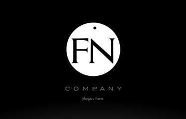 FN F N simple black white circle alphabet letter logo vector icon template