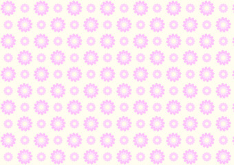 Pink vector flowers pattern on a light yellow background.
