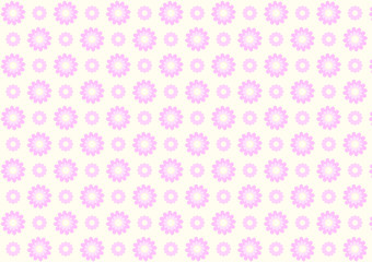 Pink vector flowers pattern on a light yellow background.
