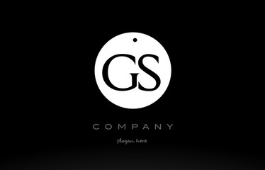 GS G S simple black white circle alphabet letter logo vector icon template