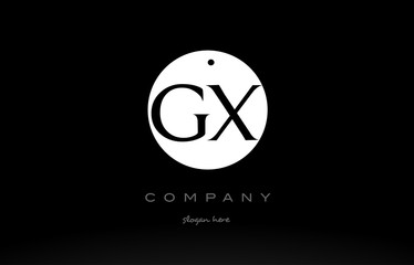 GX G X simple black white circle alphabet letter logo vector icon template