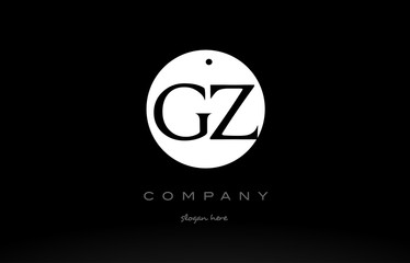 GZ G Z simple black white circle alphabet letter logo vector icon template