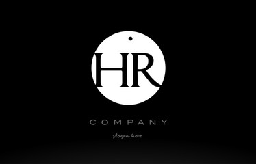 HR H R simple black white circle alphabet letter logo vector icon template