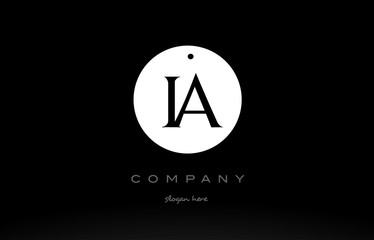 IA I A simple black white circle alphabet letter logo vector icon template