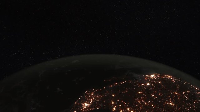 Loopable: Planet Earth / Earth from Space / Earth Globe. Simulated orbital space flight over the surface of the night planet Earth (America, Gulf of Mexico, Australia, Oceania and Africa).