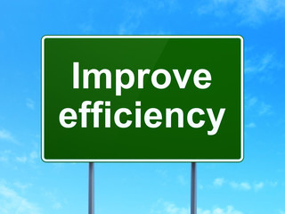 Finance concept: Improve Efficiency on road sign background